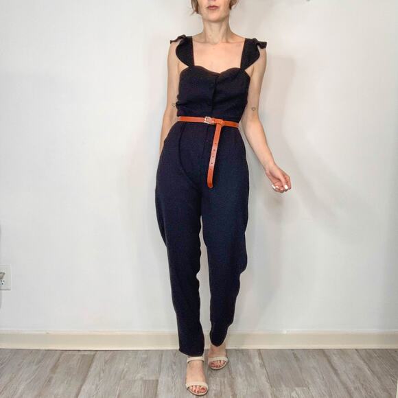 NWOT CUPCAKES AND CASHMERE Well Suited black jumpsuit ruffle strap pockets 2941 - Picture 3 of 10